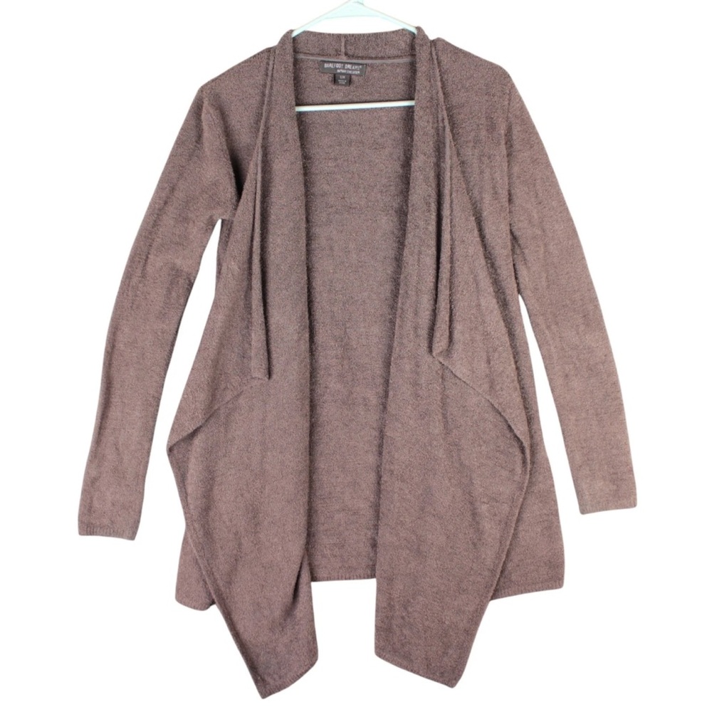 Barefoot Dreams Bamboo Chic Lite Knit Circle Cardigan Women sz S/M Brown Pockets